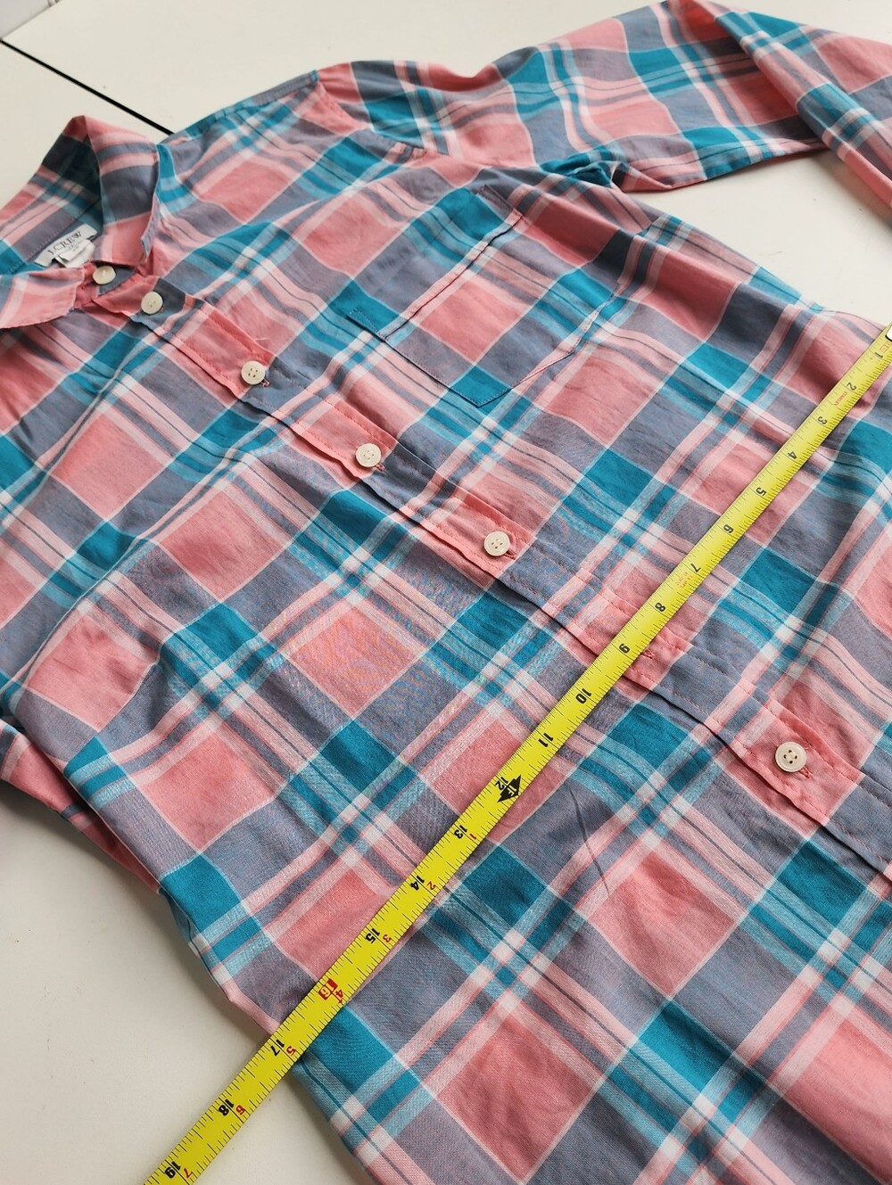 NWT J. Crew Plaid classic button-down shirt Coral Pink Blue Reef Shadow XS - Picture 9 of 14